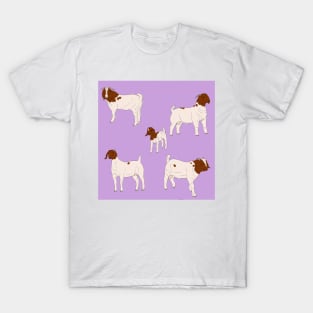 Boer Goats Pattern Purple T-Shirt